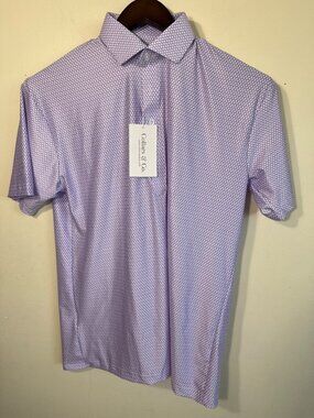 Collars & Co. Featherweight Dress Collar Polo Medium Purple 4-Way Stretch Moistu